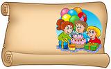 Scroll with celebrating kids