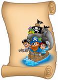 Scroll with saiboat and pirates