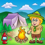 Small scout with fire and tent