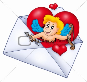 Valentine envelope with Cupid