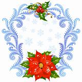Christmas and New Year greeting card 5. Red Flower and holly