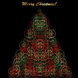 Abstract Christmas tree over black background 