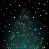Abstract Christmas tree over black background