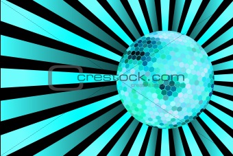 Blue discoball on disco background