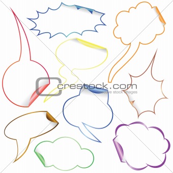 Set of Comic Clouds and bubbles as stickers and labels