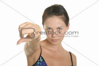 Woman points finger