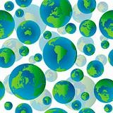 Abstract seamless pattern with Earth globes, no transparency