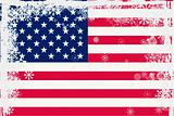 American flag with snowflakes grunge