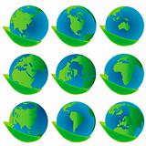 Earth globes , eco concept icons