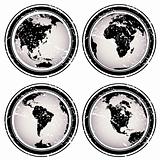 Rubber stamps with Earth globes