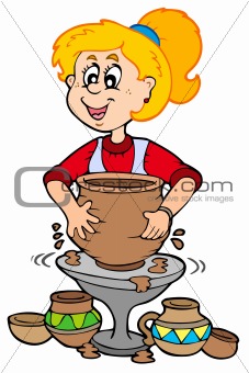 Cartoon pottery girl