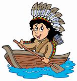 Indian in wooden boat