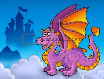 Big purple dragon near castle
