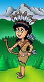 Native American Indian girl on meadow