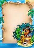 Parchment with pirate on island