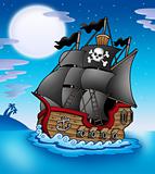 Pirate vessel at night
