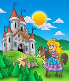Princess on horse with castle
