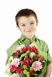 One boy with bouquet of flower