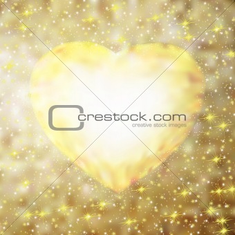 Gold frame in the shape of heart. EPS 8