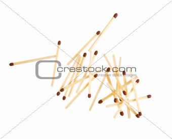 handful of matchsticks isolated on white background