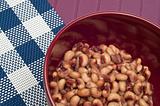 Close Up of Bowl of Canned Black Eyed Peas