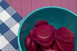 Close Up of Bowl of Canned Beets