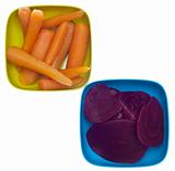 Colorful Bowls of Canned Carrots and Beets