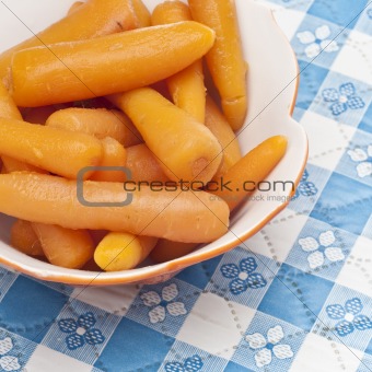 Close Up of Bowl of Canned Carrots