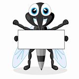 cute mosquito with blank sign