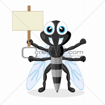 cute mosquito with wood sign