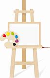 Wooden easel with a empty canvas