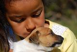 little girl and puppy