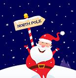 Happy Christmas Santa with North pole sign
