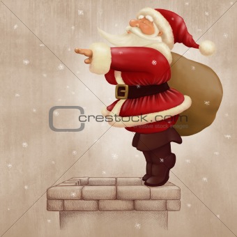 Santa Claus dive in the fireplace