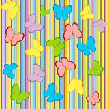 Stripes and butterflies background in pastel tones