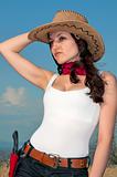 attractive girl in a cowboy hat