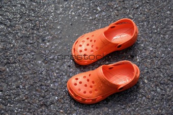 Orange croc style shoes