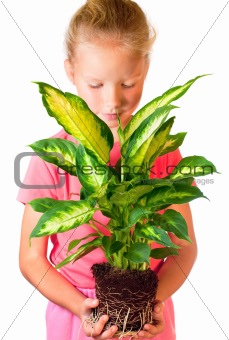 Girl with houseplant 