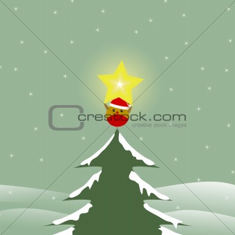 Bird on top of Christmas tree