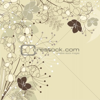 Beige background with forest plants