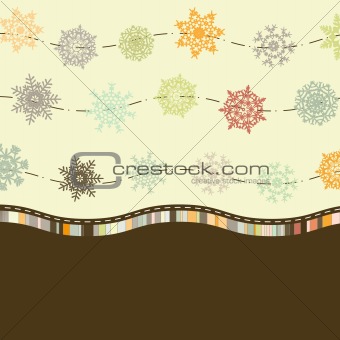 Retro Card Template with Snowflakes. EPS 8