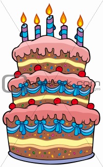 Big cartoon cake with candles