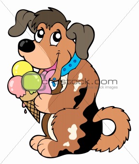 Cartoon dog eating ice cream