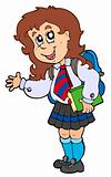 Cartoon girl in school uniform