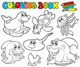 Coloring book with marine animals 1