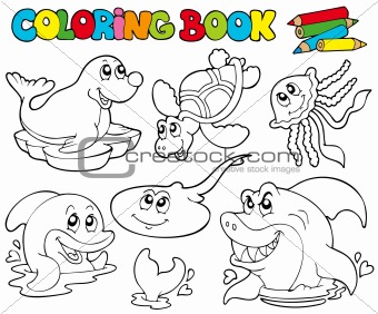 Coloring book with marine animals 1