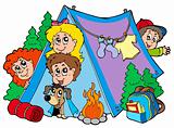 Group of camping kids