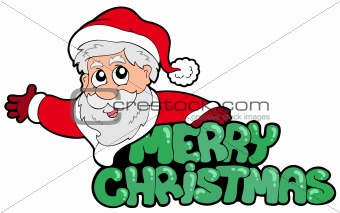 Merry Christmas sign with Santa