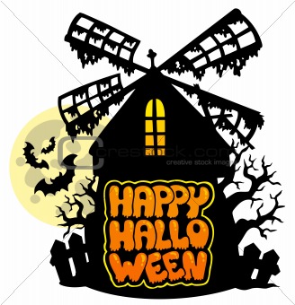 Mill with Happy Halloween sign 1