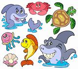 Set of marine animals